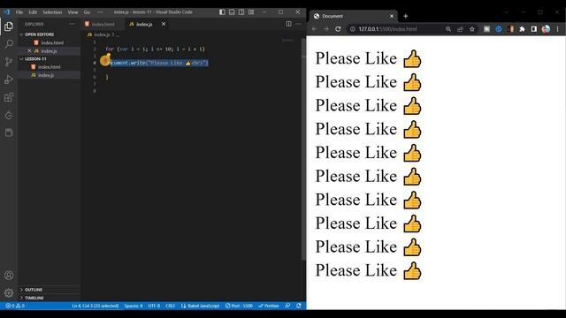 JavaScript for loop Tutorial | for loop in JavaScript | Javascript for beginners | #javascript #for