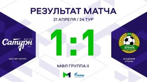 МФЛ. Мастер-Сатурн - Академия Кубань. 24-й тур. Группа II. Обзор