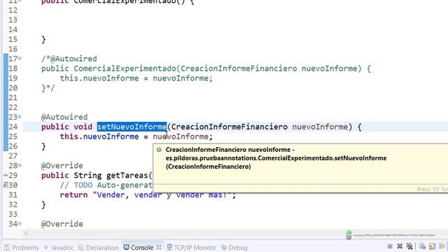Curso Spring. Java Annotations V. Autowired III. Vídeo 19