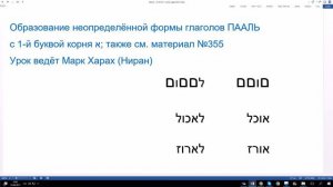 364. Образование неопределенной формы глаголов ПААЛЬ с первой буквой корня алеф. Биньяны в иврите