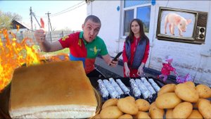 ШАШЛЫК из САЛА и КАРТОШКИ на МАНГАЛЕ. ЖАРИМ САЛО на КОСТРЕ