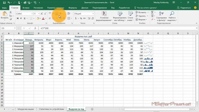 Практика 6.4 Использование инструментов быстрого анализа
