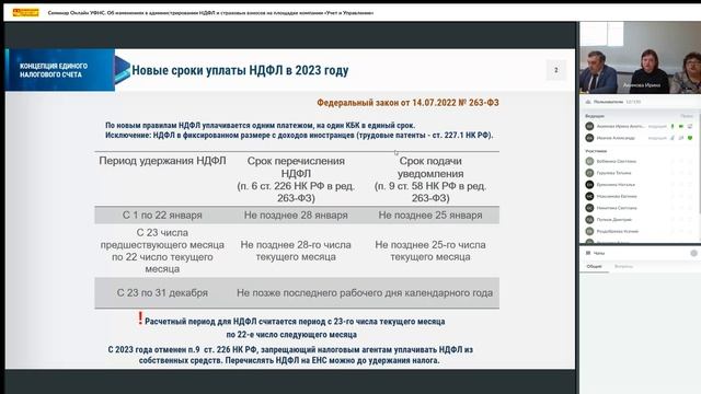 Семинар - Онлайн УФНС . Об изменениях в администрировании НДФЛ и страховых взносов