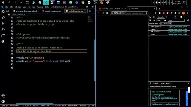 JavaScript Logical Operators Tutorial in Hindi / Urdu