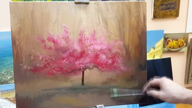 Мастер-Класс по живописи. Пишем Розовое Дерево. +79857776200 смотреть онлайн