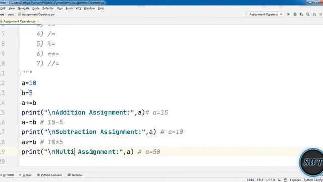 Assignment Operators Using Python in Tamil