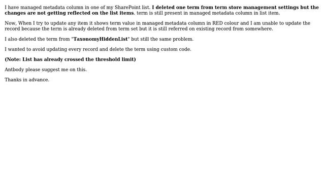 Sharepoint: Deleted terms are not getting reflected on list in managed metadata column смотреть онлайн