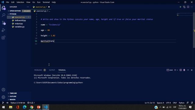Python Course for Beginners || Exercise Variables смотреть онлайн