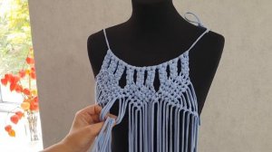 DIY tutorial macrame beach dress. The front of the dress. Платье макраме. Платье туника макраме.