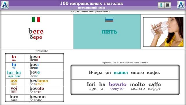 100 Неправильных Глаголов Итальянского языка.Спряжение глаголов в итальянском языке.Часть №1.