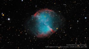 M27 Dumbbell planetary nebula - telescope view (stacked)