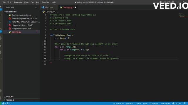 Bubble sort in Java| Sorting Algorithm for Placement | Visual Studio Code 2023
