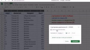 сортировка данных в Google-таблице