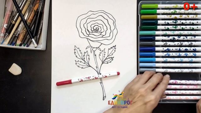 Как нарисовать милую розу легко? Как научиться рисовать. Просто рисуем. смотреть онлайн