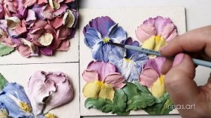 Скульптурная живопись мастер-класс. Барельеф цветы мастихином. Как нарисовать анютины глазки
