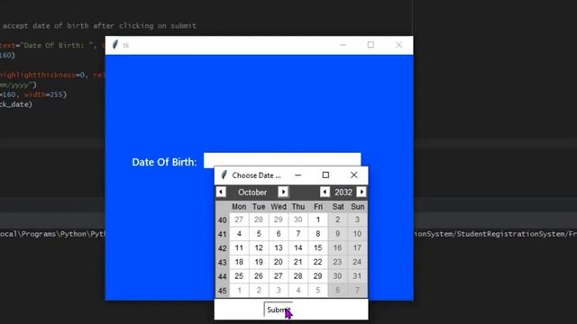 Creating a Date of Birth Entry with TkCalendar in Python Tkinter