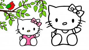 Как нарисовать кошку Хелло Китти / Простые Рисунки и раскраски малышам / Раскраска котенок