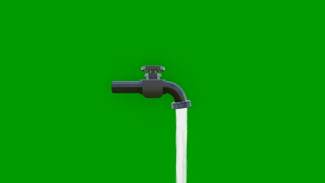 КРАН с ВОДОЙ на ЗЕЛЕНОМ ФОНЕ / ФУТАЖ КРАНА