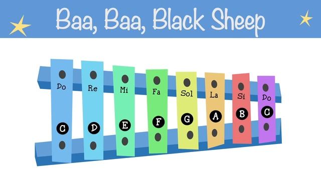 Baa, Baa, Black Sheep - Xylophone tutorial and songs for beginners - Normal speed