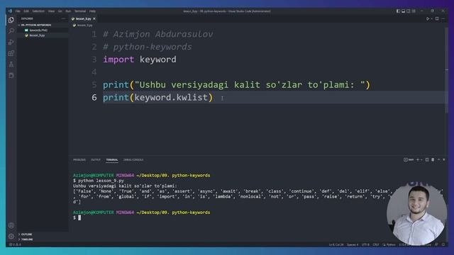 #python  keywords -- Python kalit so'zlari
