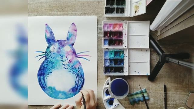 Рисуем Тоторо акварелью. Как нарисовать звездное небо смотреть онлайн