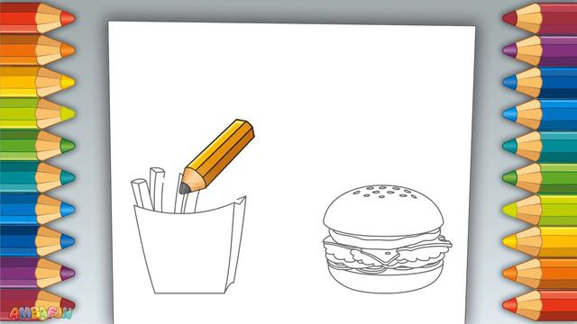 Mcdonalds Set. How to Draw Mcdonald Food French Fries, Coca Cola, Burger. Education Videos for Kids