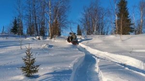 Снегоход Буран,Экстремальная езда с волокушей