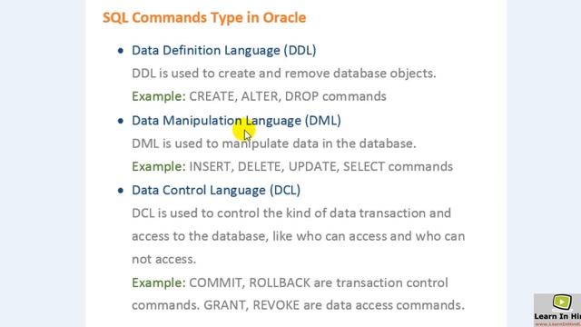 39. SQL Commands Type in PL/SQL Oracle