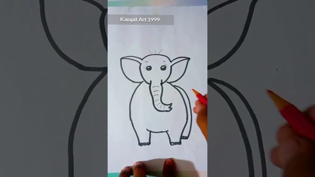 Cute Baby Elephant Colour Pencil Drawing By #Kampit