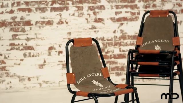 Set of 4 - Industrial Visitor Chair - Vintage Cloth - Milan Direct