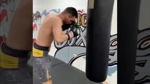 Тренировка по боксу . Работа на мешке .