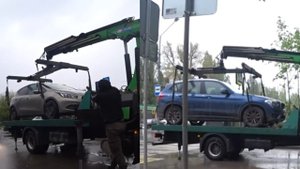 Эвакуация автомобилей на штраф-стоянку за неправильную парковку.