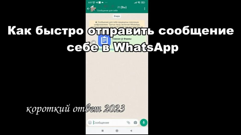 Как быстро отправить сообщение себе в WhatsApp