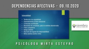 Dependencias Afectivas | Ps Mirta Esteyro | 09.10.20