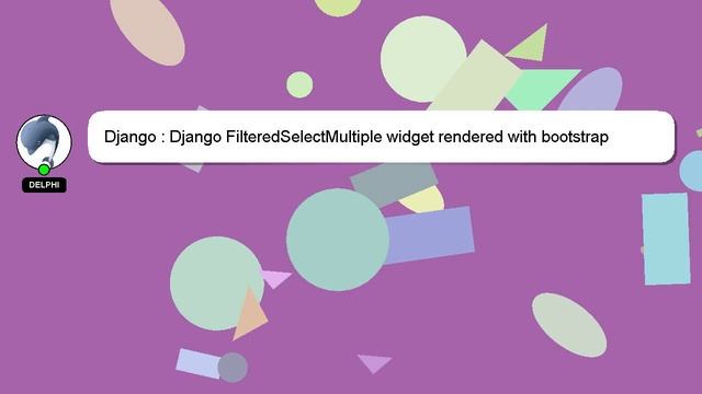 Django : Django FilteredSelectMultiple Widget Rendered With Bootstrap