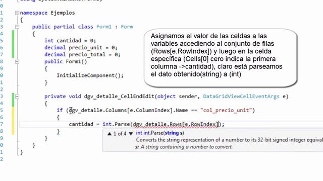 Ejemplo Evento CellEndEdit en un datagridview c# смотреть онлайн