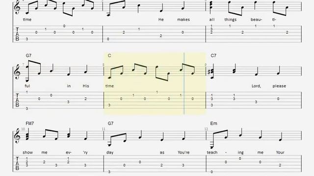 IN HIS TIME by Diane Ball - Easy Fingerstyle GuitarTAB -