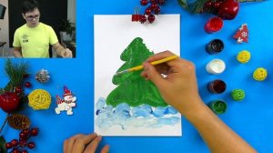 Как нарисовать ЁЛОЧКУ красками гуашь