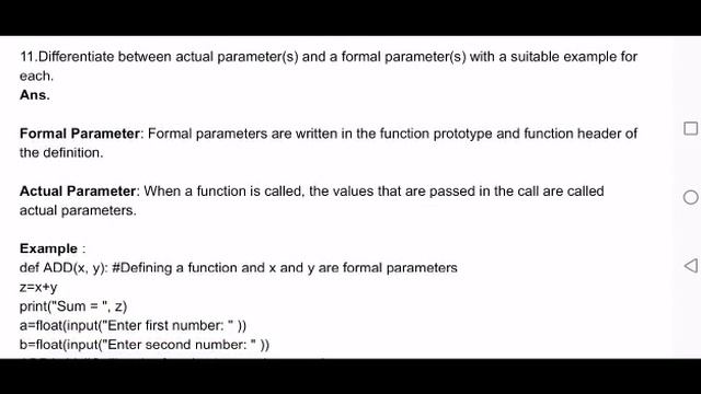 Python Functions Anskey Class.12 computer science