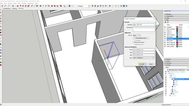 HOUSE MODELING in SketchUp 2020 Part 3 - Doors, Frames, and Cabinets!