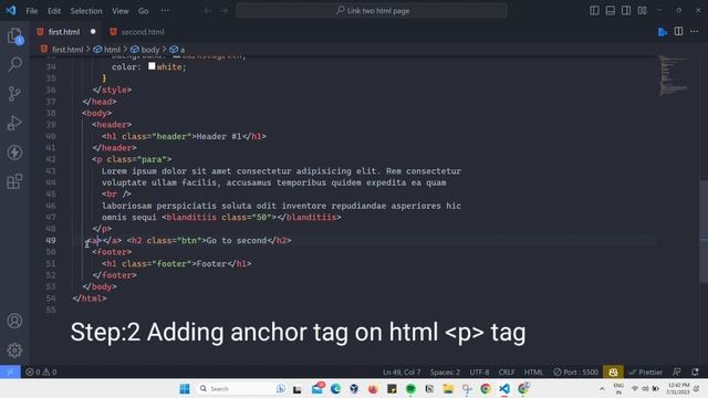 How to Link Two HTML Pages in Visual Studio Code