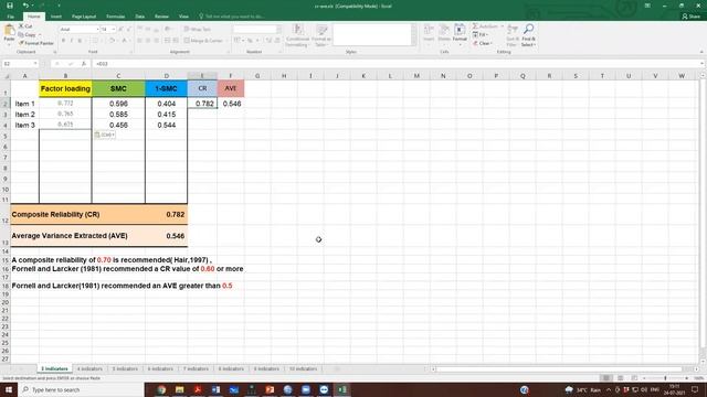 CB-SEM Module 6 (Lecture 7): AVE and CR using Excel File смотреть онлайн
