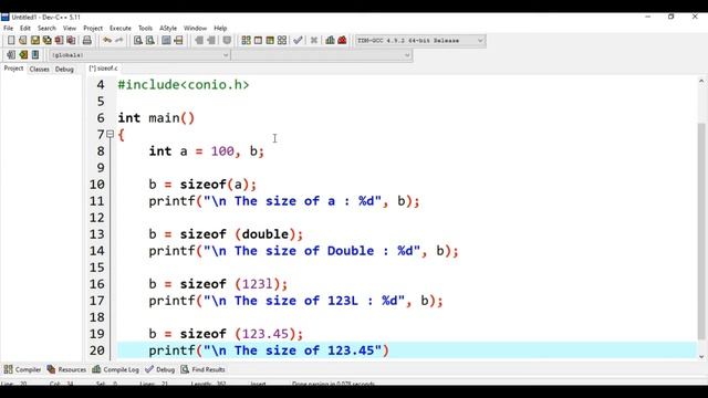 C Program to Find the sizeof int, float, double and char || C Programming 2021 || @codingtutorial