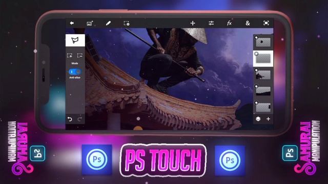 Ps touch Samurai Manipulation tutorial⚡ On android/ios (ps touch,lightroom) #photoshop #manipulatio смотреть онлайн