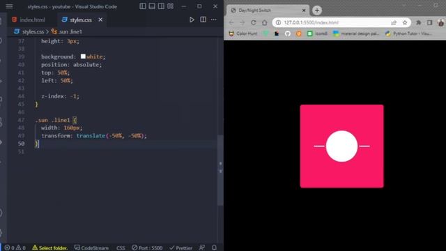 Dark Mode Toggle Switch Using HTML, CSS and JAVASCRIPT | #webtutorials #html5 #css3 #animation