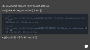 One liner to determine if dictionary values are all empty lists or not