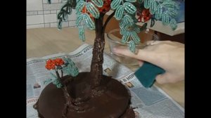 Мастер класс Рябина из бисера / 2 часть. МК Дерево из бисера. Бисероплетение для начинающих. DIY