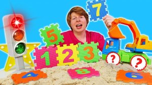 Моя песочница: учим цифры! Видео для малышей про игрушки и машинки