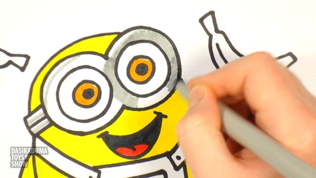 Как нарисовать Миньона. Раскраска для детей. Учимся рисовать. Рисуем. Coloring Pages for kids.