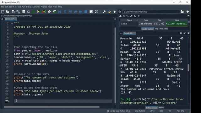 Artificial Intelligence Lab 2(Machine Learning with Python) | CSV file, statistical analysis, codin
